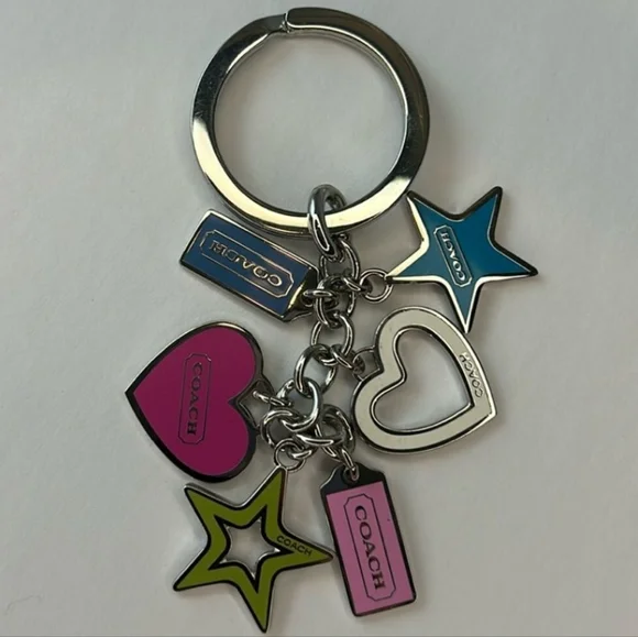VINTAGE Coach Silver Keychain with Colorful Charms - Picture 2 of 4